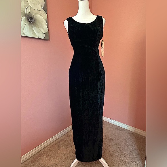 Jessica McClintock Dresses & Skirts - SOLD ****Vintage deadstock old Hollywood glam black velvet gothicglam long